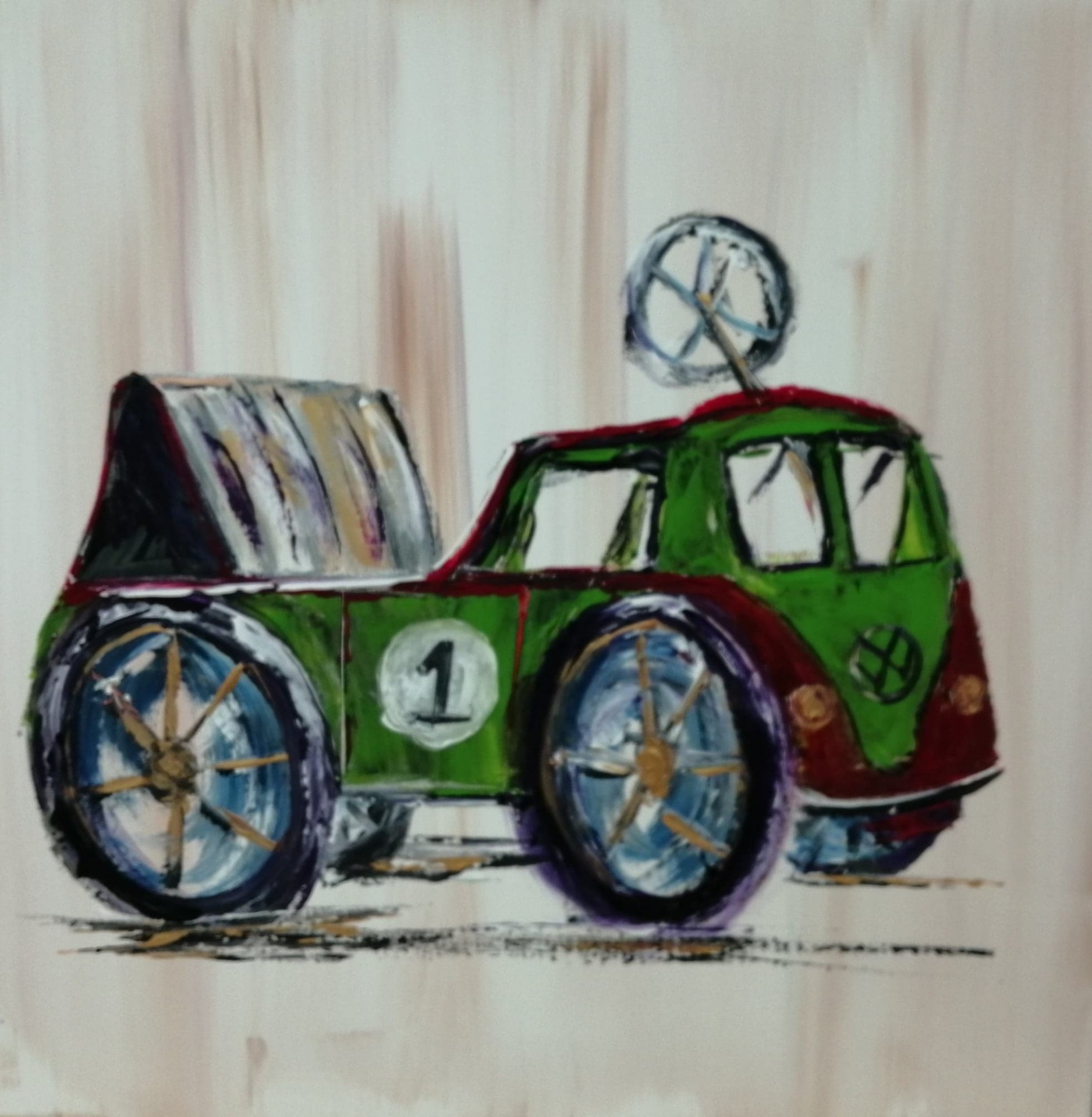 Combi vw voiture a pedales 50 x 50 cm 1