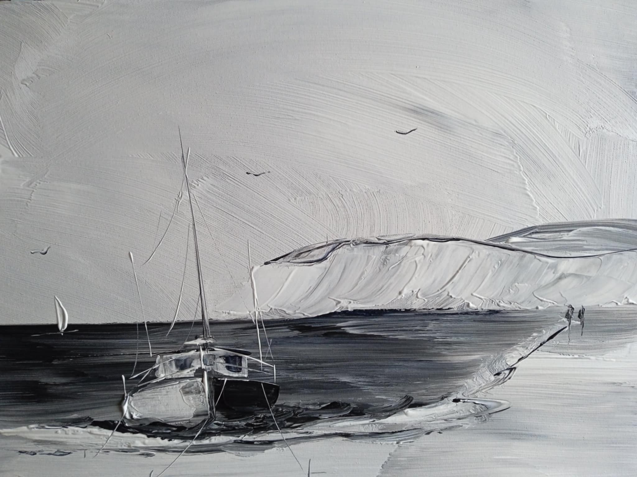 La pause du bateau a wissant 55x75