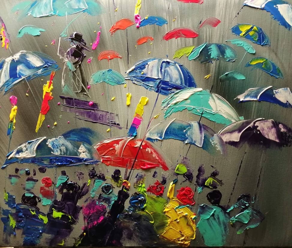 Pluie de parapluies au carnaval de dunkerque 50 60