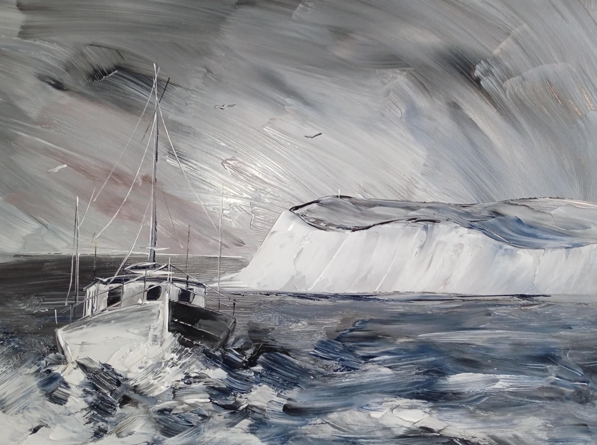 Tempete au large du blanc nez 55x75